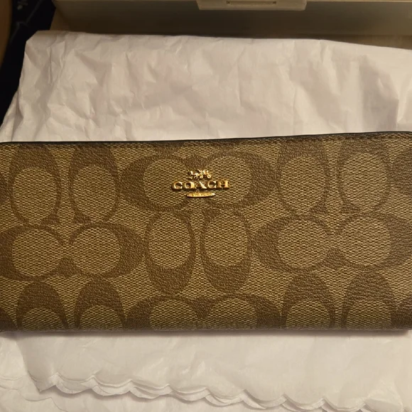 Coach Tan Signature Long Wallet - Picture 1 of 3